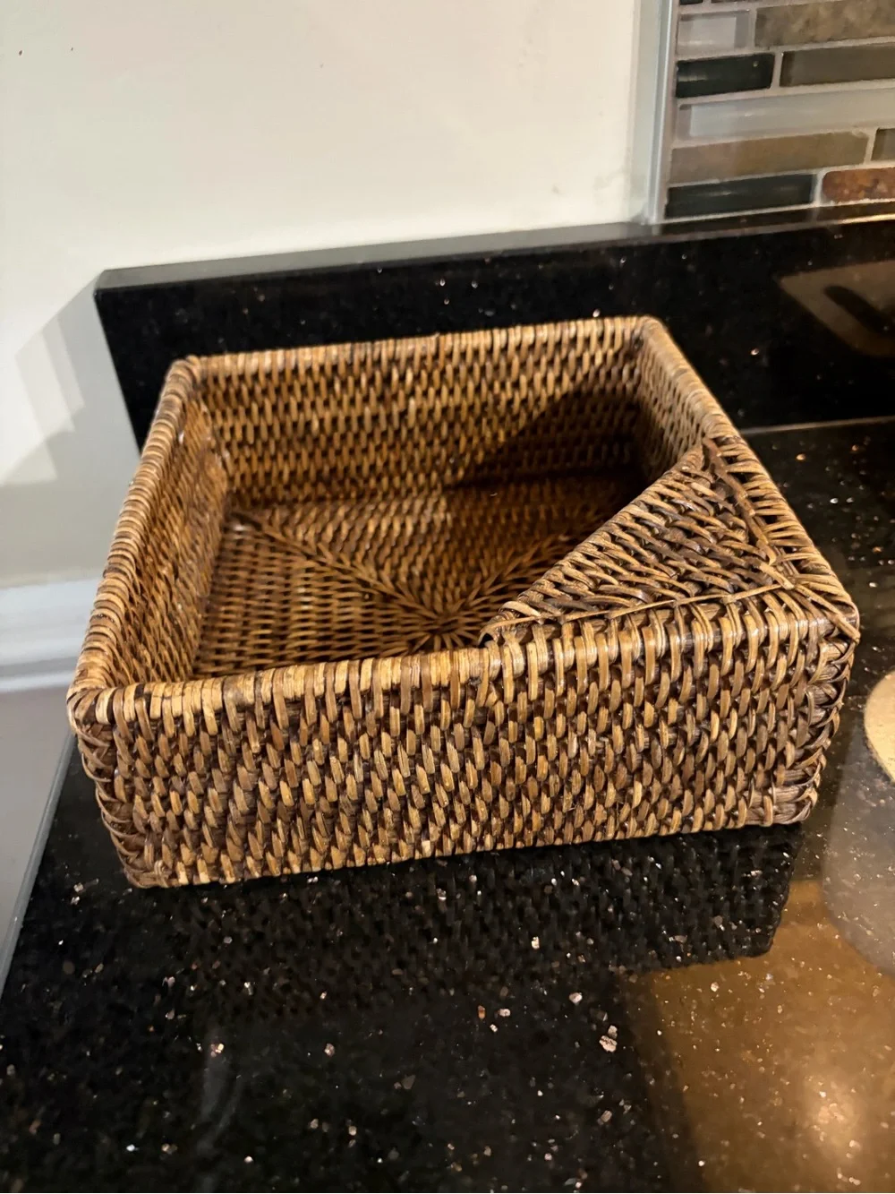 Woven Rattan napkin Storage Basket - Brown